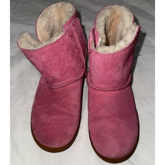 UGG Keelan Boots Toddler Girls Size 12 Pink Azalea Suede Shearling Faux Fur - Picture 1 of 10